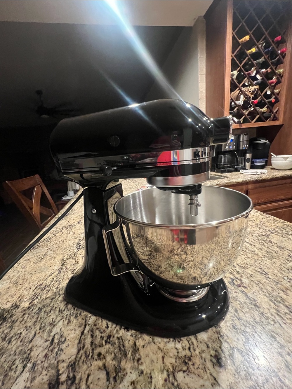 KitchenAid Black Stand Mixer with Stainless Steel Bowl and attachments